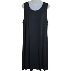 J Jill‎ Womens Sleeveless Shift Dress XL Petite Black Rayon Stretch Minimalist